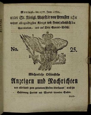 No. 25. Montags, den 19ten Juny 1780.