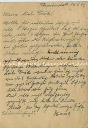 Postkarte einer Jüdin aus dem KZ Theresienstadt - Familienkonvolut