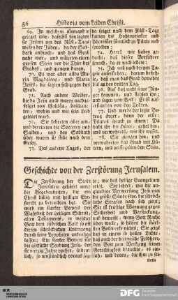 Geschichte von der Zerstörung Jerusalem.
