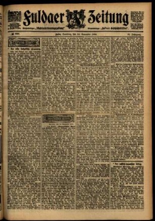 Erste Ausgabe vom Samstag, den 12. November 1904.