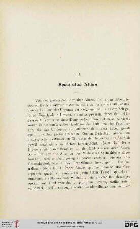 III. Reste alter Altäre
