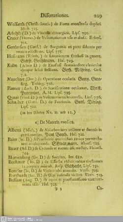 e) De Materia medica