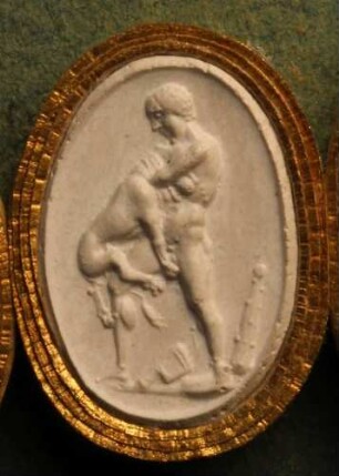 Herkules kämpft mit dem Nemeischen Löwen (Daktyliothek, Erstes Mythologisches Tausend)