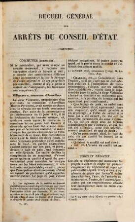 Recueil général des arrêts du Conseil d'Etat : comprenant les arrêts, décrets, arrêts et ordonnance ; rendus en matière contentieuse, depuis l'an 8 jusqu'à 1839 avec des annotations dans lesquelles la jurisprudence du Conseil d'Etat et conferée avec la législation, la doctrine des auteurs et la jurisprudence des cours royales et de la Cour de Cassation. 4. 1826/30 (1842)