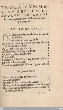 Index Summaris Septem Librorum de Grandibus...