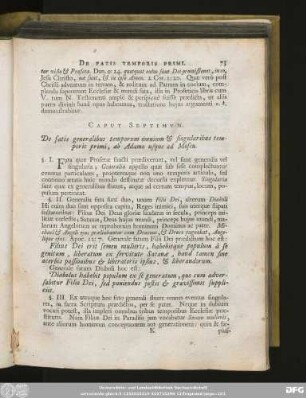 Caput Septimum. De fatis generalibus temporum omnium & singularibus temporis primi, ab Adamo usque ad Mosen.
