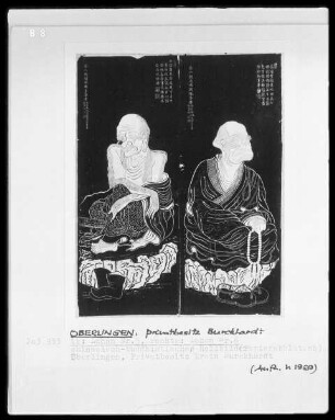 Chinesisch-buddhistische Rollenbilder, links: Lohan Nr. 5, rechts: Lohan Nr. 6