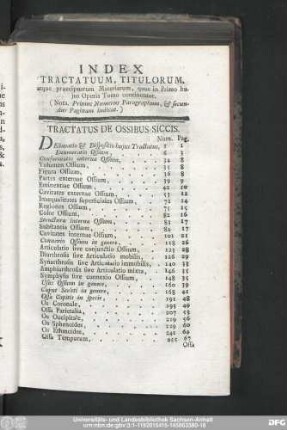 Index Tractatuum, Titulorum, atque praecipuarum Materiarum, quae in Primo huius Operis Tomo continentur.