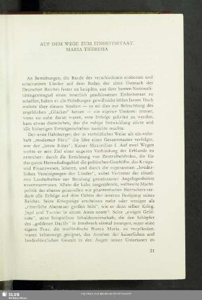Auf Dem Wege Zum Einheitsstaat. Maria Theresia
