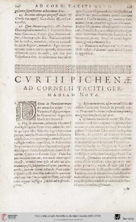Curtii Pichenae ad Cornelii Taciti germaniam Notae