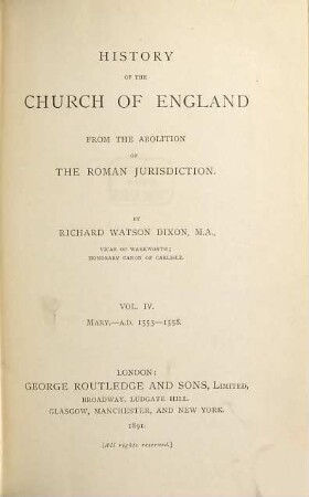 History of the Church of England : from the abolition of the Roman jurisdiction, 4
