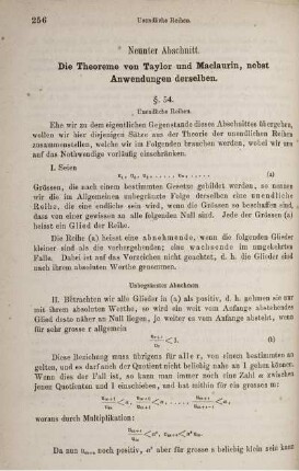 Neunter Abschnitt. Die Theoreme von Taylor und Maclaurin, nebst Anwendungen derselben.