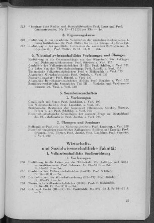 I. Volkswirtschaftliche Studienrichtung