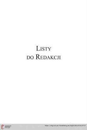 Listy do Redakcji