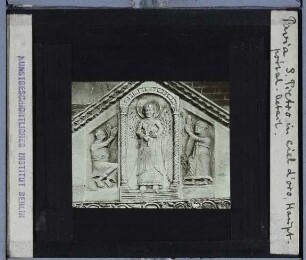 Pavia, San Pietro in Ciel d'Oro : Hauptportal, Tympanon (Ausschnitt)