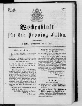 Nr. 23, Ausgabe vom 6. Juni 1857