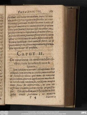 Caput II. De cautione in ordinandis civibus; item de tollendo otio & ignavia.