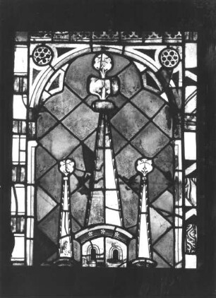 Architekturdetail : Architekturdetail. Glasmalerei (um 1340/1350). Mühlhausen, Pfarrkirche Sankt Blasius (N II (8a))