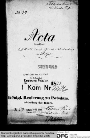 Statut über die Gemeindevertretung in Stolpe, Kr. Teltow