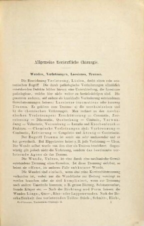 Tierärztliche Chirurgie für praktische Tierärzte und Studierende, 2. Allgemeine Chirurgie