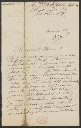 Brief an B. Schott's Söhne : 22.09.1888