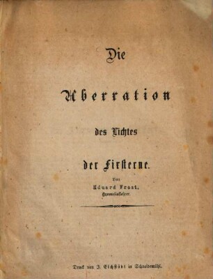 Die Aberration des Lichtes der Fixsterne