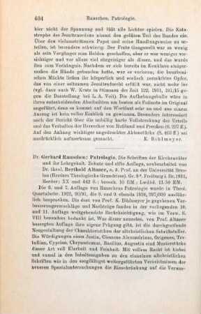 404-405 [Rezension] Rauschen, Gerhard, Patrologie