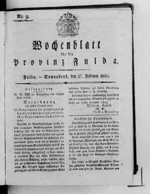 Nr. 9, Ausgabe vom 27. Februar 1830