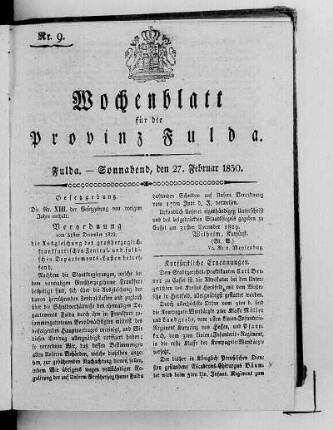 Nr. 9, Ausgabe vom 27. Februar 1830