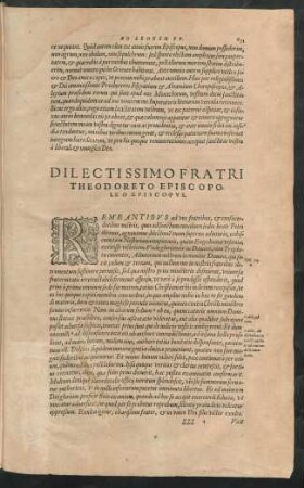 Dilectissimo Fratri Theodoreto Episcopo, Leo Episcopus.