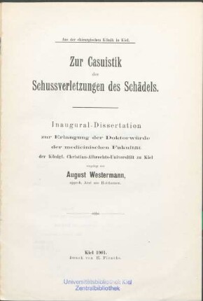 Zur Casuistik der Schussverletzungen des Schädels