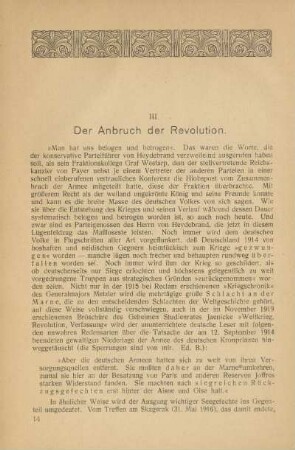 III. Der Anbruch der Revolution