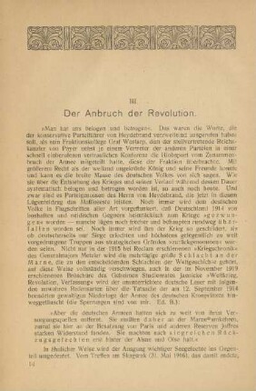 III. Der Anbruch der Revolution