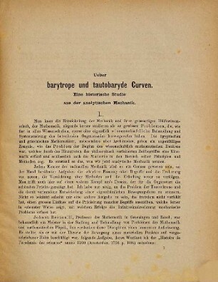 Ueber barytrope und tautobaryde Curven : e. histor. Studie aus d. analyt. Mechanik