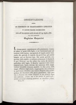 OSSERVAZIONI SOPRA UN FENOMENO DI TRASUDAMEMTO LINFATICO