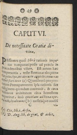 Caput VI. De necessitate Gratiae divinae.