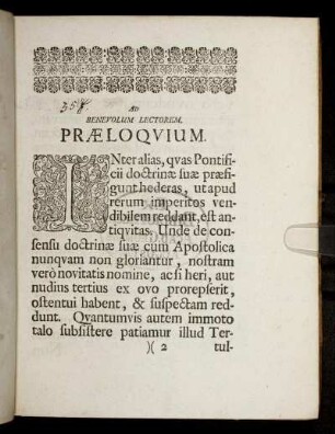 Ad Benevolum Lectorem Praeloquium