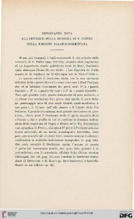 22: Importante nota all'articolo sulla memoria di S. Pietro nella regione Salario-Nomentana