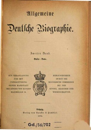 Allgemeine Deutsche Biographie, 2. Balde - Bode