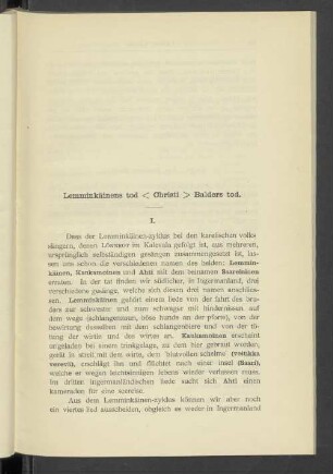 Lemminkäinens tod  Balders tod