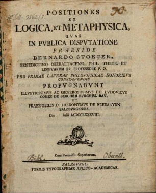 Positiones ex logica et metaphysica