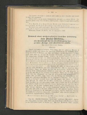 Triumph einer epochemachenden deutschen Erfindung, des Diesel-Motors, als TZreibkraft für die Fortbewegung der größten Kriegs- und Kauffahrtei-Schiffe.