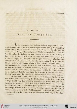 I. Abschnitt: Von dem Tempelbau