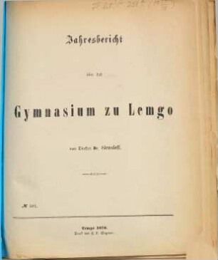 Jahresbericht : über das Schuljahr von Ostern ... bis Ostern ..., 1877/78