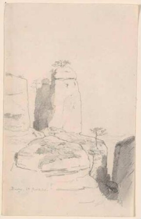 Die Felsgruppe Wartturm an der Bastei bei Rathen in der Sächsischen Schweiz