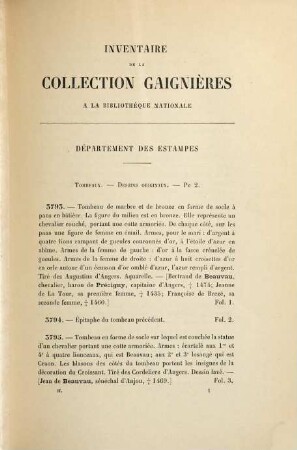 Inventaire des dessins exécutés pour Roger de Gaignières et conservés aux départements des estampes et des manuscrits : Bibliothèque nationale. II