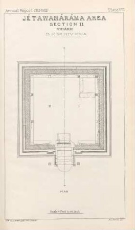 Plate VIII. Jétawanáráma Area. Section II. Viháré. S. E. Pirivena. Plan