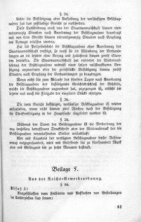 Beilage 5. Aus der Reichs=Gewerbeordnung.