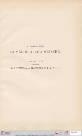 V. Abtheilung. Gemälde alter Meister (Nr. 790 - 849)