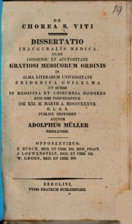 De chorea S. Viti : diss. inaug. med.